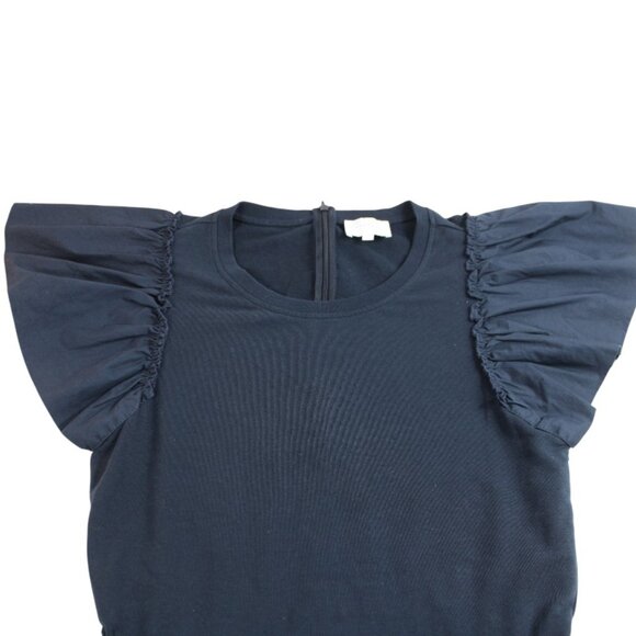 Sundays Navy Blue Flutter Sleeve Elasticized Hem Jumpsuit Size Small - Picture 6 of 8